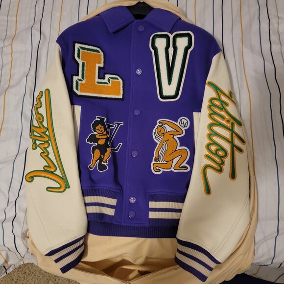 Louis Vuitton x Virgil Abloh size 44 AW22 Purple Frog Varsity - Picture 1 of 15